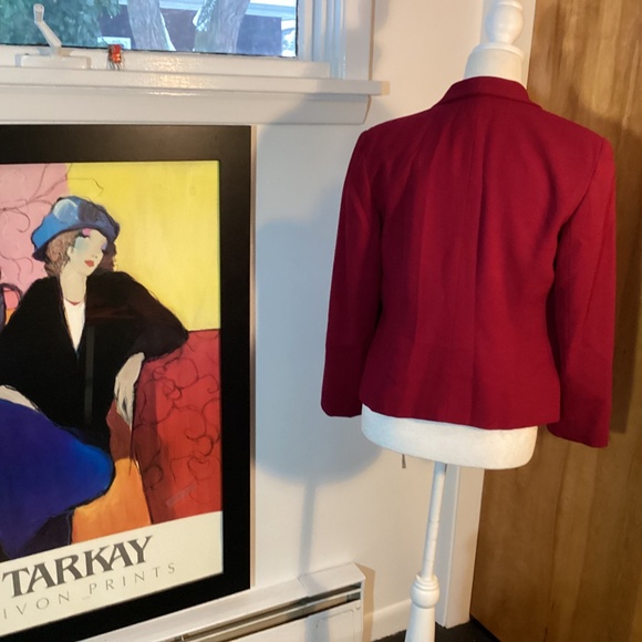TALBOTS size 4 wool burgundy blazer. Mint 100% Wool - Picture 3 of 5